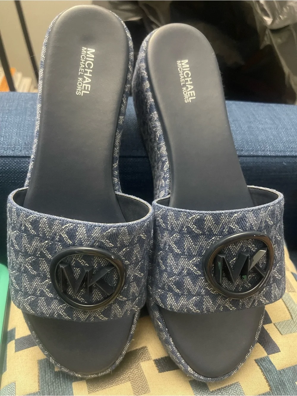 Michael Kors Blue Denim Platform Sandal